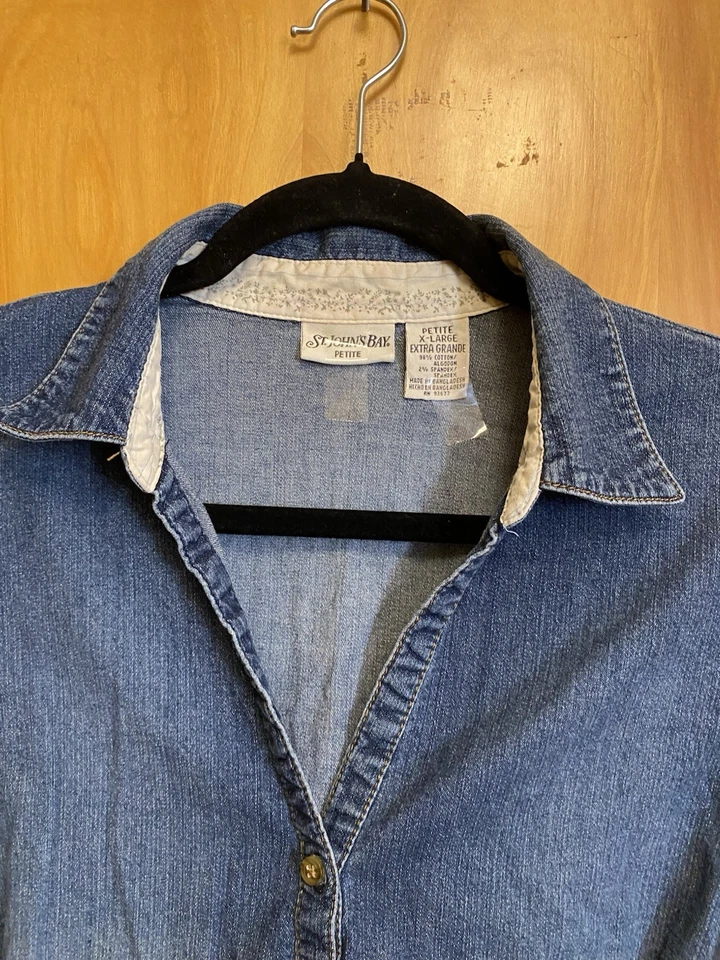 Camisa vaquera ST Johns Bay para mujer talla PETITE X-LARGE MANGA 3/4 DE COLECCIÓN Foto 3 de 4