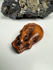 Antique Japanese Signed Netsuke Deer Boxwood Edo Meiji Period Hand Carved