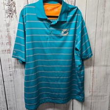 Antigua Miami Dolphins NFL Striped Polo Shirt Mens XL Short Sleeve Golf