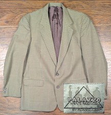 Palazzo Men's Vintage Size 42R Green/Brown Check 100 Wool Sport Coat Blazer