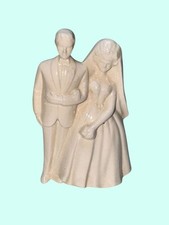 Vintage Porcelain Bride Groom Wedding Cake Topper Figurine 6" Tall Ceramic Sta