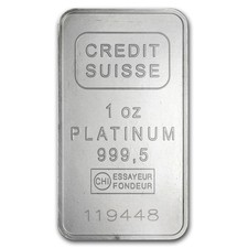 1 oz Platinum Bar - Credit Suisse (.9995 Fine, w/Assay) 2095.00 per troy oz