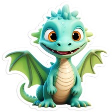 Cartoon Blue Dragon - Vinyl Decal Sticker - Car Window Laptop - 1526