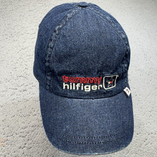 Tommy Hilfiger Hat Cap Strap Back Youth 7- 6 Blue Denim Red Brim Logo