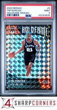 2020 PANINI MOSAIC HOLOFAME PRIZM #5 TIM DUNCAN HOF POP 1 PSA 9