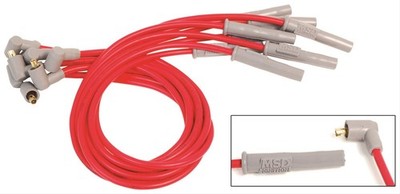 MSD 31389 Spark Plug Wires Spiral Core 8.5mm Red Multi-Angle Boots Ford V8 Set