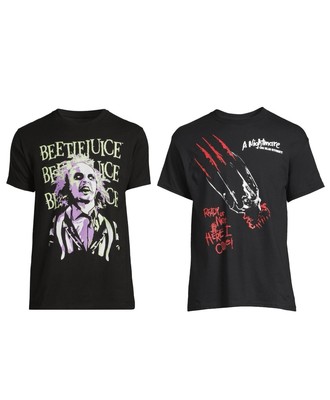 2 Men's Nightmare On Elm Street And Beetlejuice Black Tshirt  Size. Small - NWT