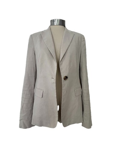 Pinko Linen Blend Blazer Jacket Natural Beige / Ecru Single Breasted Sz UK 10-12 - Picture 5 of 13