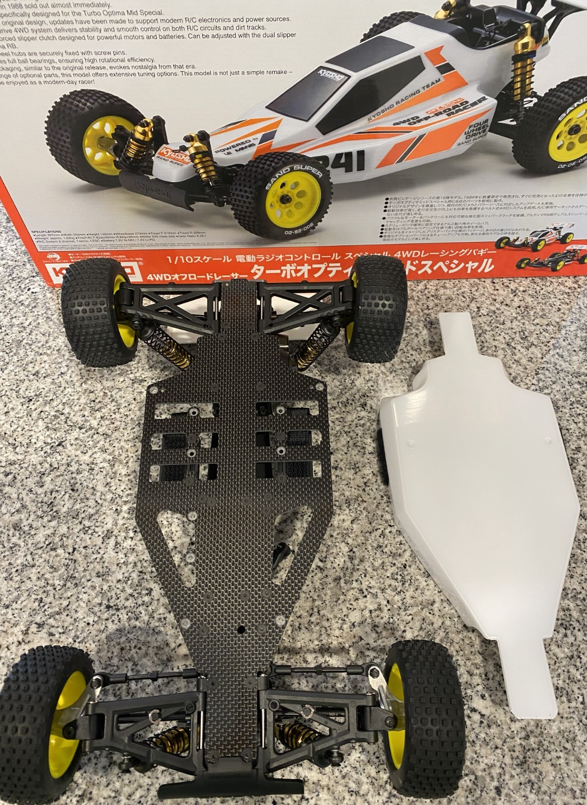 Kyosho Turbo Optima Mid Special (TOMS) 4WD Buggy Kit #30623; Painted & Assembled