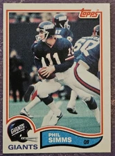 1982 Topps #433 Phil Simms Football card New York Giants!