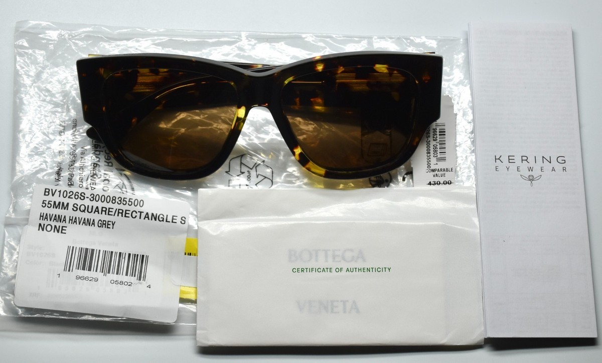 BOTTEGA VENETA NWT BV1026S 002 TORTOISE HAVANA BROWN SQUARE  display picture 1
