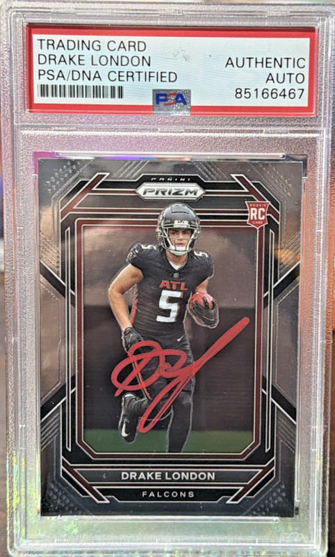 2022 Panini Prizm Drake London Rookie Auto PSA Authentic #308 Atlanta Falcons