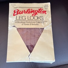 VTG Pantyhose Burlington Pinribs 393 Leg Looks Medium Burgundy Sandalfoot Estate