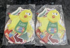 2 Pack 8 Easter Cardboard Signs W/Stakes Bunny Chick Dinosaur Egg Outdoor Yard