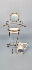 Vintage Doll House Brass Wash Stand With Pitcher & Bowl Miniature