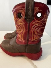 DURANGO Lil Rebel Bt286 Brown Red Western Pull On Boots Youth SZ 8
