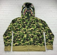 BAPE 1st Camo Green Shark Full Zip Double Hoodie a bathing ape WGM - Size Large