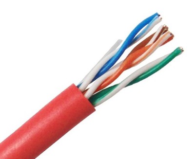 CAT5E UTP Bulk Ethernet Cable: 1000FT, CM Rated, 24 AWG 100% Solid Copper - Red