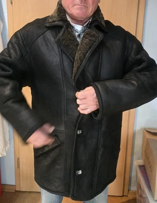 Herren Lammfelljacke 100% Lammfell Wie gewachsen  Gr. 54 Schwarz Vintage - Bild 1 von 4