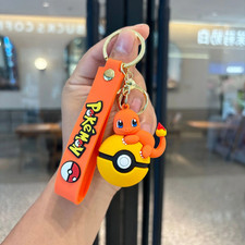 Pok mon Pok  Ball Keychain Set, Pikachu Eevee Charmander Figure Keychain, Anime