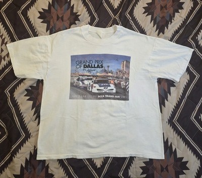 Vtg 1991 Grand Prix Of Dallas Trans-AM T Shirt Double Sided White Men's XL Boxy