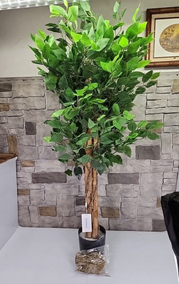 4ft Artificial Ficus Tree Indoor Home Office Decor Natural Wood Silk Leaves Moss