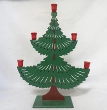 Vintage Swedish CHRISTMAS TREE Wooden CANDLE HOLDER Candelabra 13.25" In. RARE