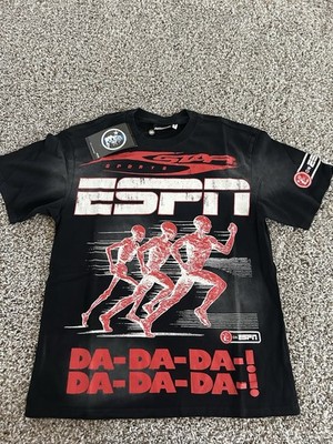 HELLSTAR ESPN Sports Graphic Print Logo Crew Neck T-Shirt Black/Red/White S