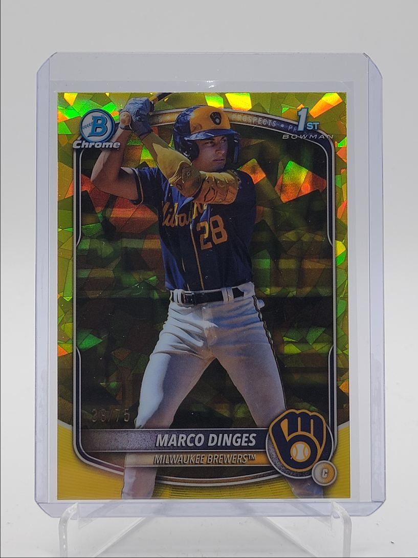 MARCO DINGES 2025 BOWMAN CHROME 1ST SAPPHIRE YELLOW REFRACTOR /75 Q6435