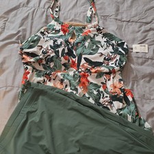 Catherines Plus Size Floral Tankini Swim Set 2 Piece Adjustable Straps 28W 4X