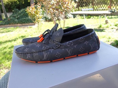 LOUIS VUITTON SHOES 42 lv 8 loafers loafer slipper black orange moccasins