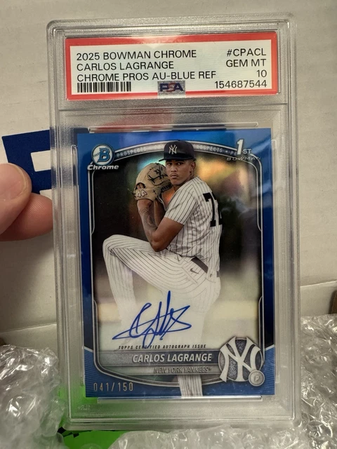 Carlos Lagrange 2025 Bowman Chrome True Blue 1st Bowman Auto PSA 10