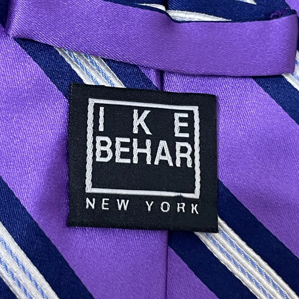 Corbata de seda Ike Behar New York rosa granate a rayas 3,5x61 Preppy dinero antiguo Foto 4 de 4