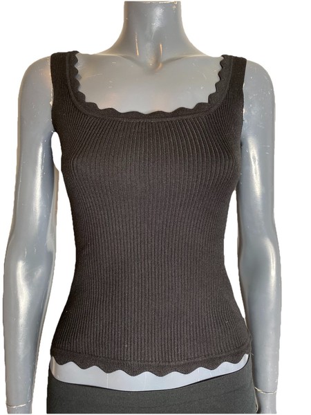 DROLE DE COPINE PARIS 8-10 Black Cami Tank Singlet top Scollop Edging