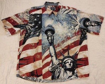 Red Head Statue of Liberty Flag Americana Shirt Mens sz 2XL Patriotic Congress