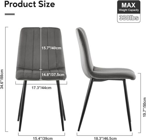 Set of 4 Grey Modern Boucle Velvet Fabric Kitchen Dining Chairs Soft Padded Seat - Picture 8 of 8