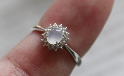 Size 5 ** CERTIFIED Natural (A) Icy White Jadeite JADE Ring 925 Silver #R155 - Picture 8 of 9
