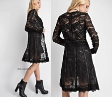 New VOCAL Womens BLACK STUDDED LACE FAUX SUEDE CARDIGAN DUSTER S M L XL 1X 2X 3X