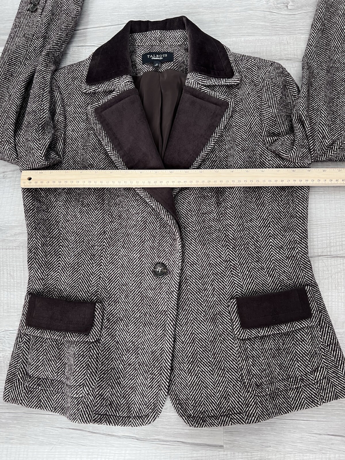 Talbots Brown Herringbone Patterned Blazer Wool A… - image 10