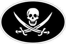 Oval Sticker Flag Country Code Pirate Jack Ra...