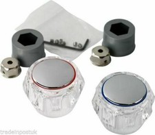 Acrylic Plastic Tap Head Replacement Kit Bathroom Kitchen Hot Cold Pair