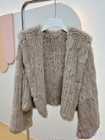 Women Knitted Real Rex Rabbit Fur Hooded Coat Short Knits Jacket Winter ...