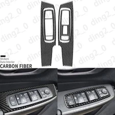 4x Real Carbon Fiber Front Window Lift Switch Panel Trim For Jeep Cherokee 14-18