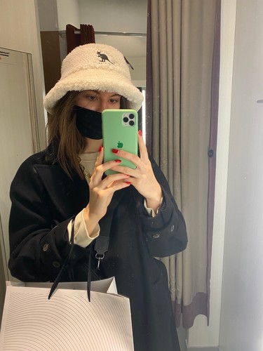 Kagol H\u0026M fax fur bucket hat beige 