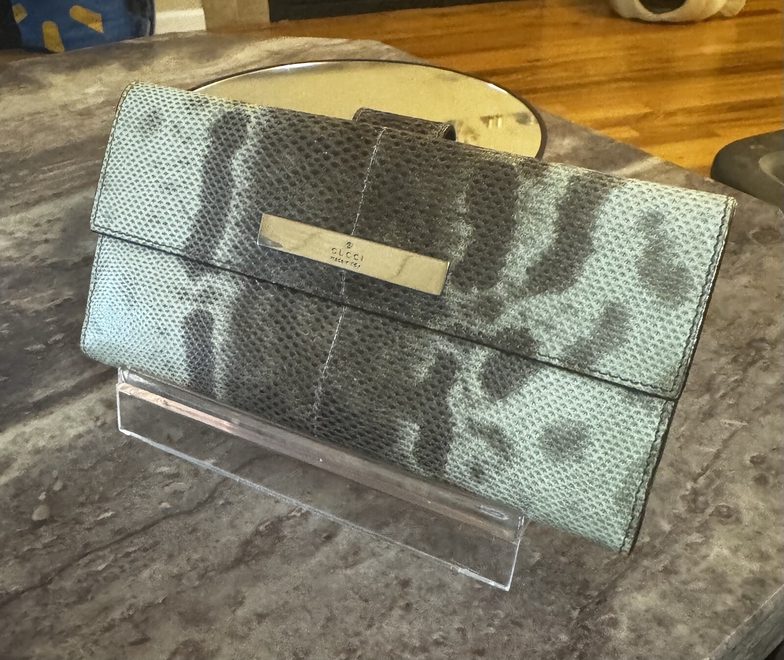 STUNNING Authentic Gucci Green Python Snakeskin L… - image 2