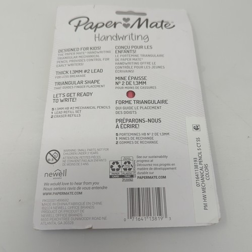 Paper Mate Handwriting Triangular Mechanical Pencil Set with Lead & Eraser 1.3mm - Picture 3 of 7