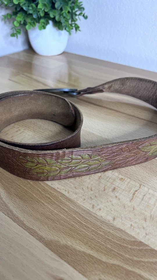 De Colección Cinturón Hollister Hombre/Mujer Con Hebilla Hojas Tooled Cuero Surfer Boho Foto 4 de 4