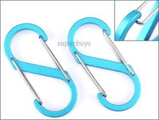 2pcs Blue S Carabiner Hook Snap Clip Ring Clasp Buckle Bag Key chain Keyring