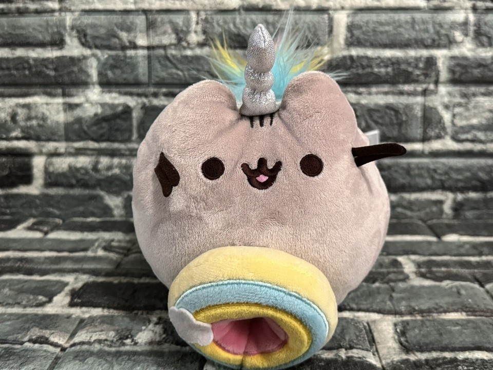 GUND Pusheenicorn Donut Log Rainbow Plush - 9.5" Stuffed Animal Cat With Rainbow Donut Toy