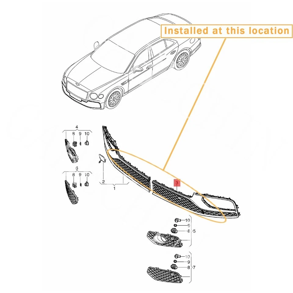 Kit de parrilla de refrigeración delantera para Bentley Flying Spur 2020 3SE807647/648 Foto 2 de 3